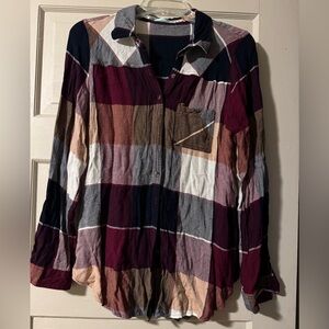 Maurices Purple and Cream Plaid Shirt